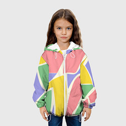 Куртка с капюшоном детская Абстрактные разноцветные фигуры, цвет: 3D-белый — фото 2