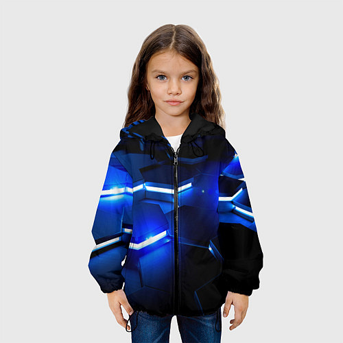 Детская куртка Металлические соты с синей подсветкой / 3D-Черный – фото 3
