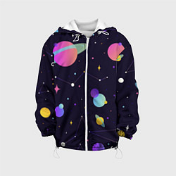 Куртка с капюшоном детская Разнообразие галактики, цвет: 3D-белый