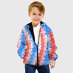Куртка с капюшоном детская Тай-дай красный с голубым, цвет: 3D-черный — фото 2