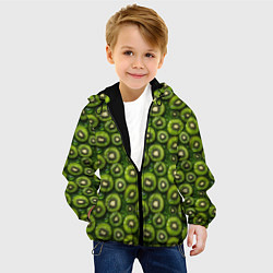 Куртка с капюшоном детская Сочная текстура из мелкого киви, цвет: 3D-черный — фото 2