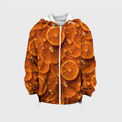 Куртка с капюшоном детская Сочная текстура из долек апельсина, цвет: 3D-белый