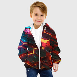 Куртка с капюшоном детская Сломанные лавовые наносоты, цвет: 3D-белый — фото 2