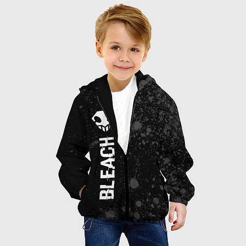 Детская куртка Bleach glitch на темном фоне: по-вертикали / 3D-Черный – фото 4