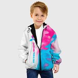 Куртка с капюшоном детская Mitsubishi neon gradient style: по-вертикали, цвет: 3D-черный — фото 2