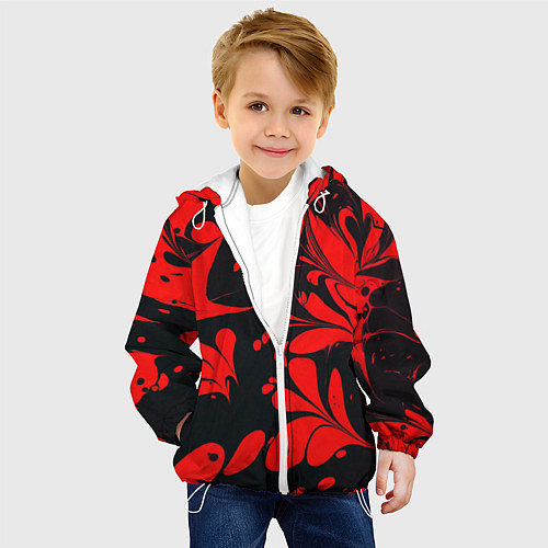 Детская куртка Красно-черный узор / 3D-Белый – фото 4