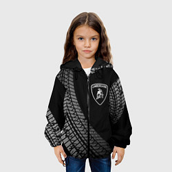 Куртка с капюшоном детская Lamborghini tire tracks, цвет: 3D-черный — фото 2