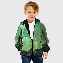 Куртка с капюшоном детская Пиксельный киберпанк пейзаж иллюстрация, цвет: 3D-черный — фото 2