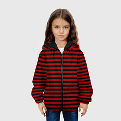 Куртка с капюшоном детская Темно-красные полосы, цвет: 3D-черный — фото 2