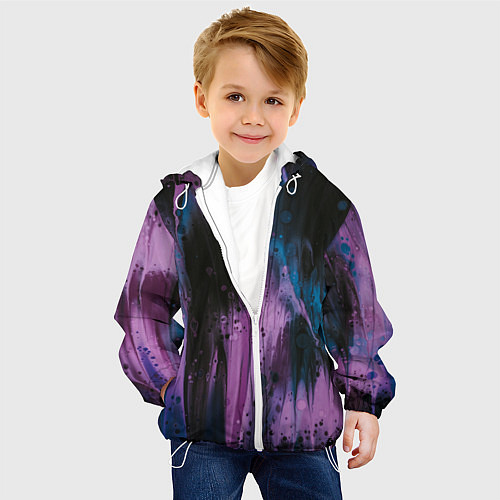 Детская куртка Фиолетовые абстрактные тени / 3D-Белый – фото 4