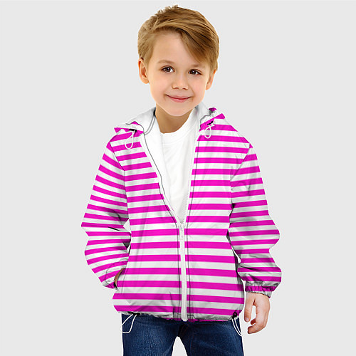 Детская куртка Ярко-розовые полосы / 3D-Белый – фото 4