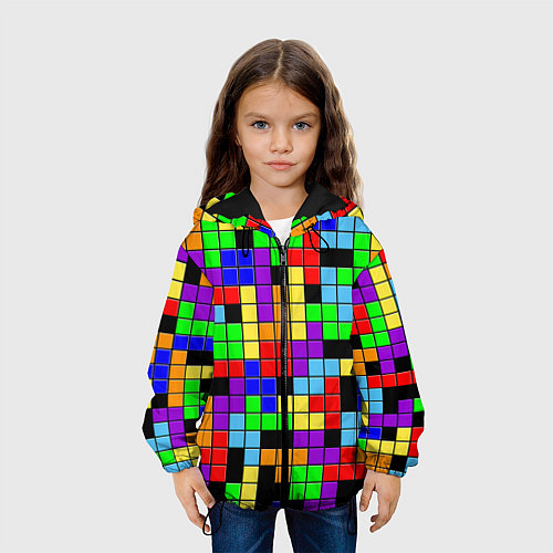 Детская куртка Тетрис цветные блоки / 3D-Черный – фото 3