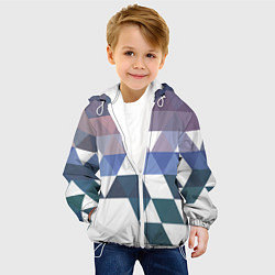 Куртка с капюшоном детская Абстрактные разноцветные треугольники в паттерне, цвет: 3D-белый — фото 2