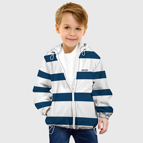Детская куртка Бело-синий полосатый узор / 3D-Белый – фото 4