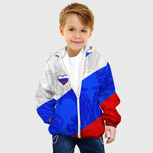 Детская куртка Сердечко - Россия / 3D-Белый – фото 4