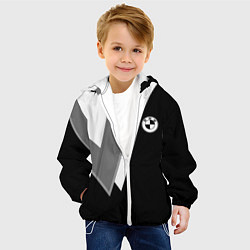 Куртка с капюшоном детская Бмв - классический черный, цвет: 3D-белый — фото 2