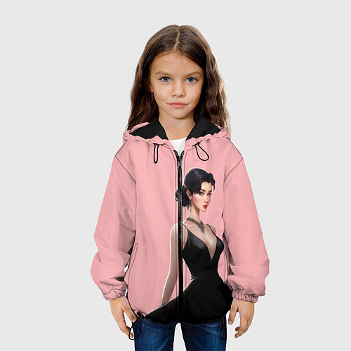 Детская куртка Girl in black dress - pink / 3D-Черный – фото 3