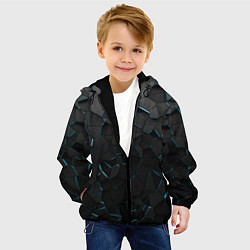 Куртка с капюшоном детская Плиты с синей неоновой подсветкой, цвет: 3D-черный — фото 2