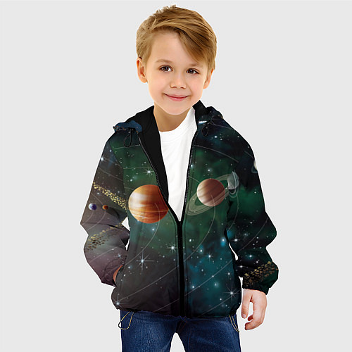 Детская куртка Планетная система / 3D-Черный – фото 4