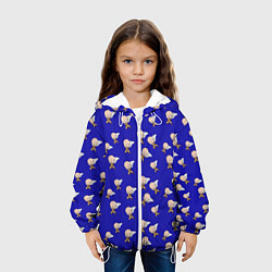 Куртка с капюшоном детская Ванпанчмен паттерн синий фон, цвет: 3D-белый — фото 2