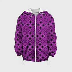 Куртка с капюшоном детская Геометрический узор в пурпурных и лиловых тонах, цвет: 3D-белый