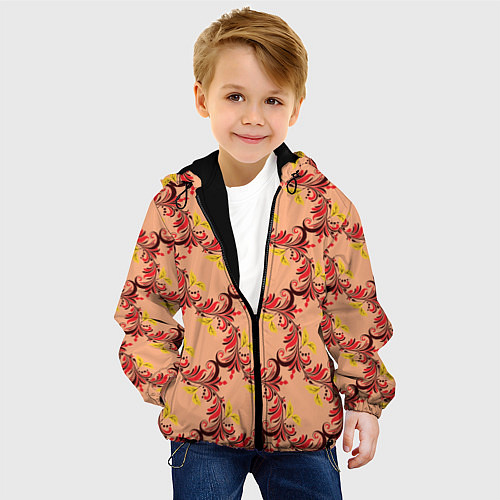 Детская куртка Абстрактный винтажный растительный орнамент / 3D-Черный – фото 4