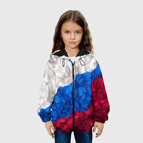 Детская куртка Флаг России из цветов / 3D-Черный – фото 3