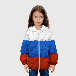 Куртка с капюшоном детская Флаг Российской Федерации из цветов, цвет: 3D-белый — фото 2