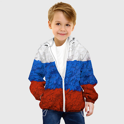 Детская куртка Флаг Российской Федерации из цветов / 3D-Белый – фото 4