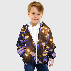 Куртка с капюшоном детская Фиолетовые и светящиеся кубы, цвет: 3D-белый — фото 2