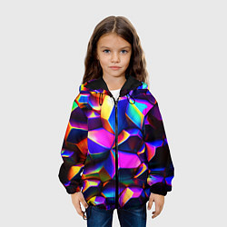 Куртка с капюшоном детская Бензиновые неоновые кристаллы, цвет: 3D-черный — фото 2