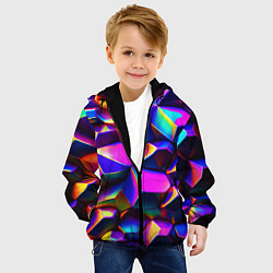 Куртка с капюшоном детская Бензиновые неоновые кристаллы, цвет: 3D-черный — фото 2