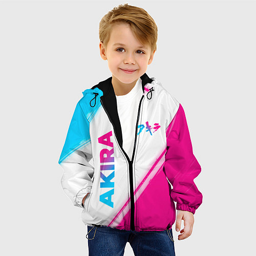 Детская куртка Akira neon gradient style: надпись, символ / 3D-Черный – фото 4