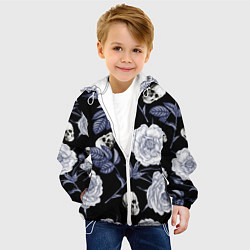 Куртка с капюшоном детская Черепа с розами, цвет: 3D-белый — фото 2