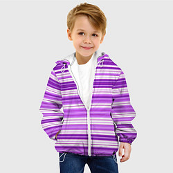 Куртка с капюшоном детская Фиолетовые полосы, цвет: 3D-белый — фото 2
