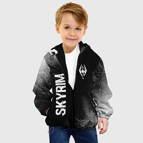 Детская куртка Skyrim glitch на темном фоне: надпись, символ / 3D-Черный – фото 4