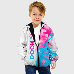 Куртка с капюшоном детская Doom neon gradient style: по-вертикали, цвет: 3D-черный — фото 2