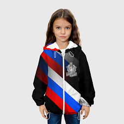 Куртка с капюшоном детская Пограничные войска - флаг РФ, цвет: 3D-белый — фото 2
