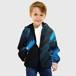 Куртка с капюшоном детская Синяя краска на черном фоне, цвет: 3D-черный — фото 2