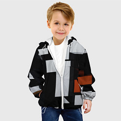 Куртка с капюшоном детская Прямоугольники и темнота, цвет: 3D-белый — фото 2