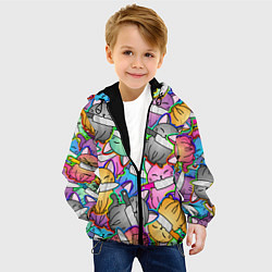 Куртка с капюшоном детская Перенаселение котиков, цвет: 3D-черный — фото 2