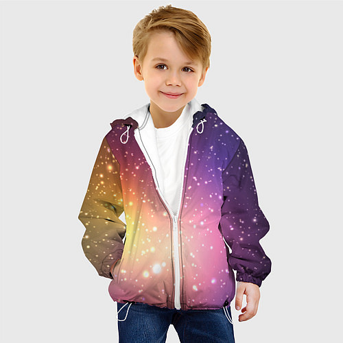 Детская куртка Желто фиолетовое свечение и звезды / 3D-Белый – фото 4