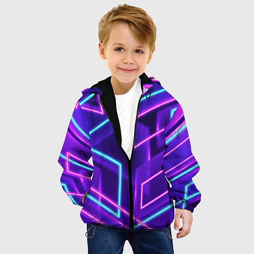 Детская куртка Светящиеся разноцветные полосы / 3D-Черный – фото 4