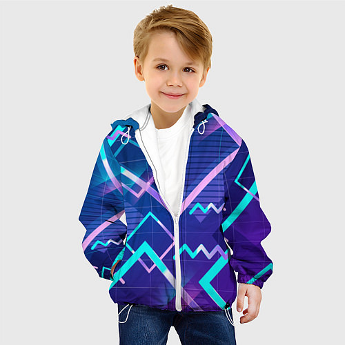 Детская куртка Разноцветные квадраты цветные / 3D-Белый – фото 4