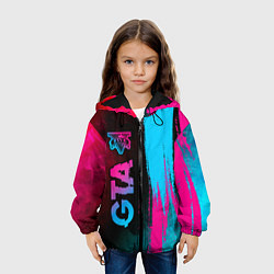Куртка с капюшоном детская GTA - neon gradient: по-вертикали, цвет: 3D-черный — фото 2