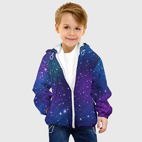 Детская куртка Фиолетовая розовая звездная туманность в космосе / 3D-Белый – фото 4