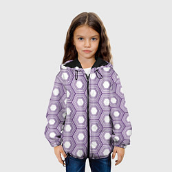 Куртка с капюшоном детская Шестиугольники фиолетовые, цвет: 3D-черный — фото 2