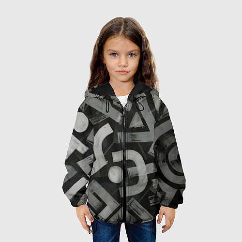 Детская куртка Шрифтовые узоры / 3D-Черный – фото 3