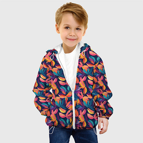 Детская куртка Россыпь разноцветных лепестков / 3D-Белый – фото 4