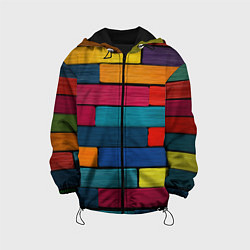 Куртка с капюшоном детская Цветные кирпичики, цвет: 3D-черный